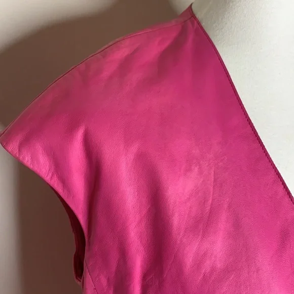 J BRAND Eberhardt Italian Lamb Leather Pink Vest S